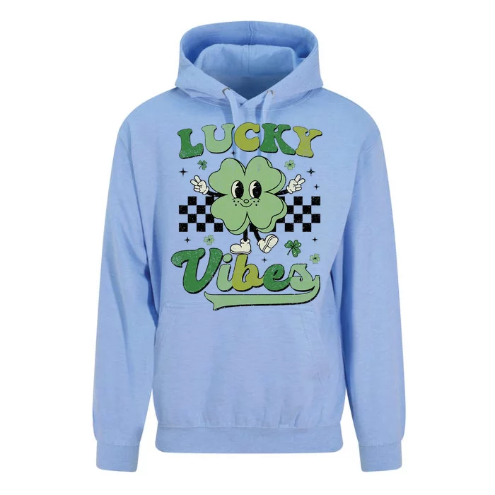 Retro Groovy St Patricks Day Lucky Vibes Hippie Shamrock Unisex Surf Hoodie