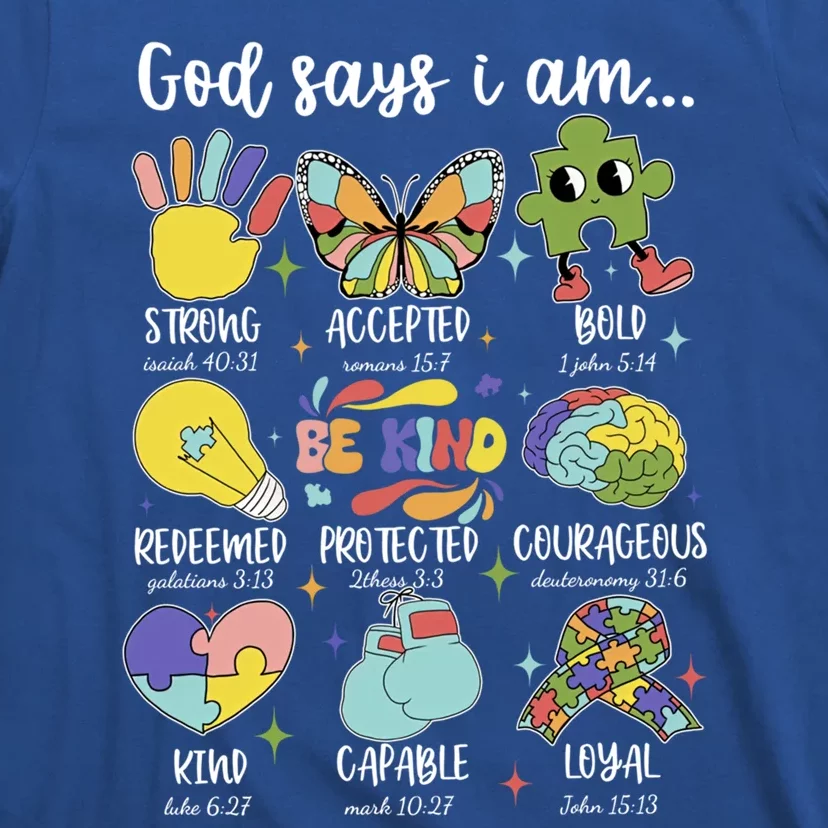 Retro God Says I Am Autism Be Kind Puzzle Autism Awareness Gift T-Shirt