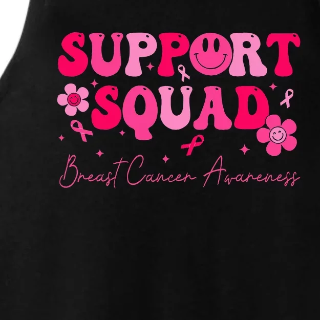 Retro Groovy Support Squad Breast Cancer Awareness Ladies Tri-Blend Wicking Tank