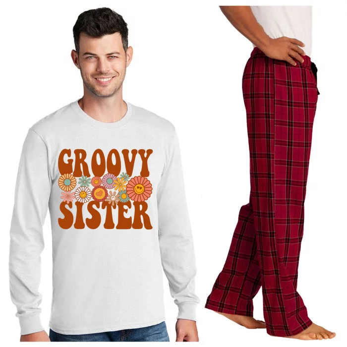 Retro Groovy Sister Matching Family 1st Birthday Party Long Sleeve Pajama Set