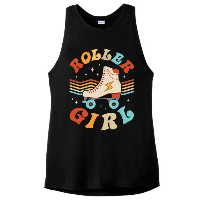 Roller Girl Skater Skating Retro Vintage 70s 80s Skates Ladies Tri-Blend Wicking Tank