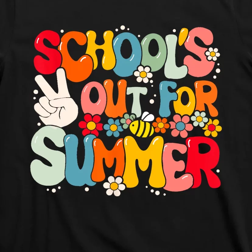 Retro Groovy Schools Out For Summer Graduation Teacher T-Shirt