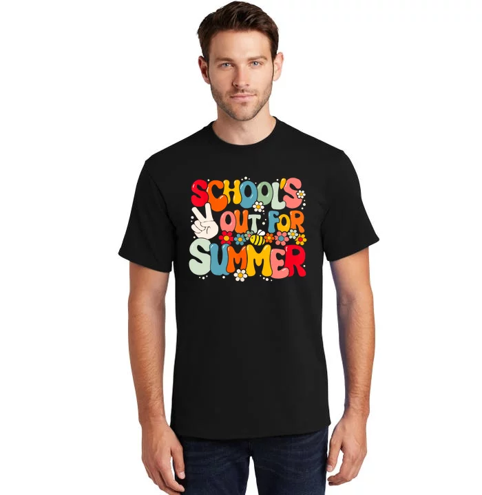 Retro Groovy Schools Out For Summer Graduation Teacher Tall T-Shirt