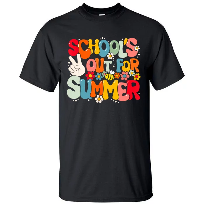 Retro Groovy Schools Out For Summer Graduation Teacher Tall T-Shirt