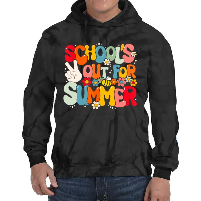 Retro Groovy Schools Out For Summer Graduation Teacher Tie Dye Hoodie