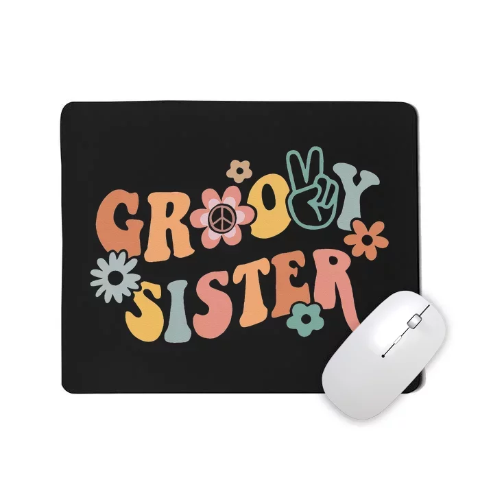 Retro Groovy Sister Matching Family 1st Birthday Party Mousepad