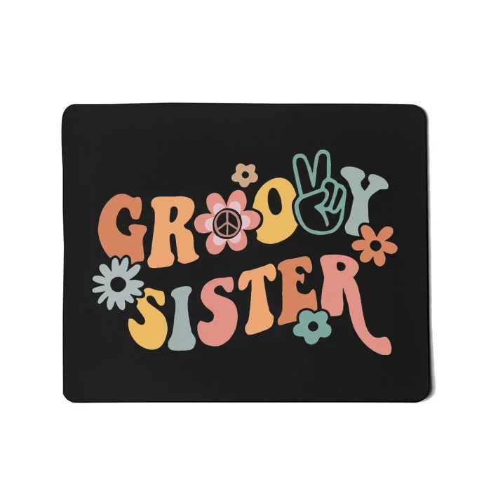 Retro Groovy Sister Matching Family 1st Birthday Party Mousepad