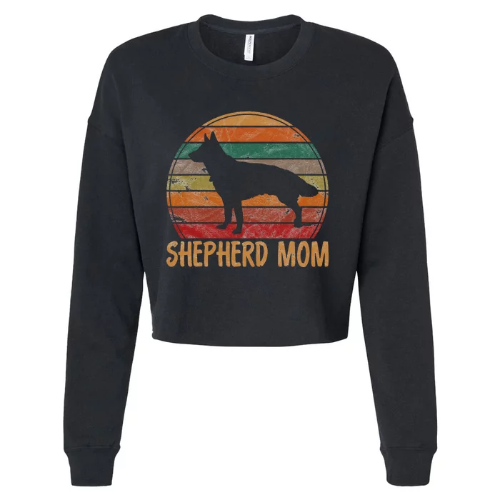 Retro German Shepherd Mom Gift Dog Mother Pet Shepard Mama Cropped Pullover Crew