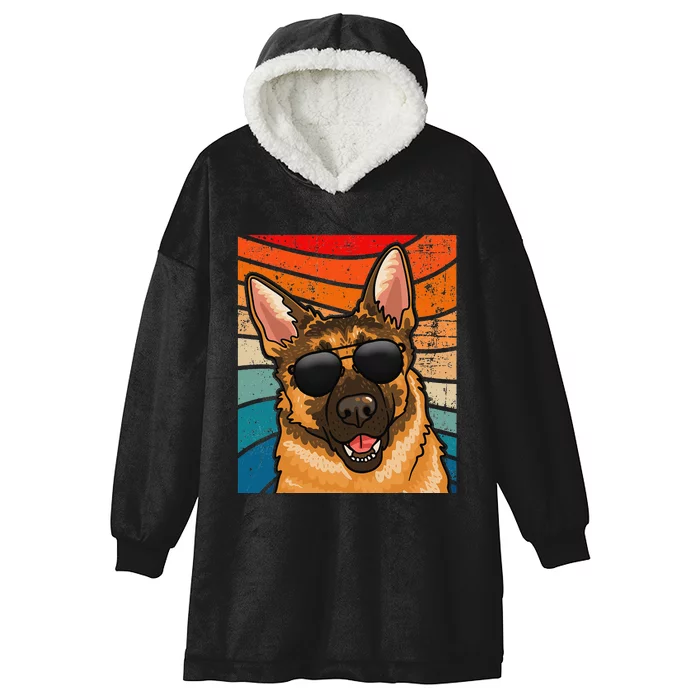 Retro German Shepherd German Shepherd Dog Hooded Wearable Blanket