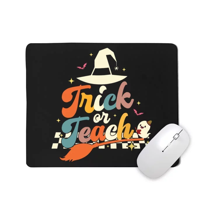 Retro Groovy Trick Or Teach Halloween Ghost Spooky Teacher Mousepad