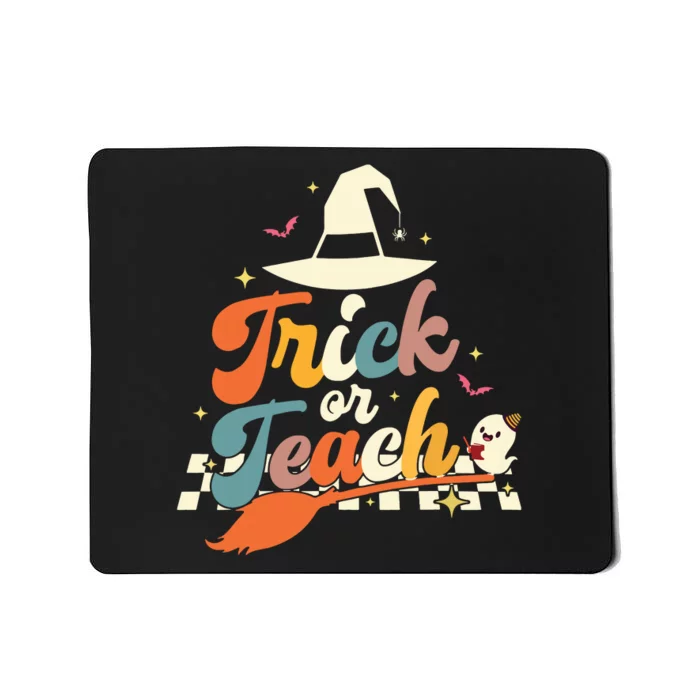 Retro Groovy Trick Or Teach Halloween Ghost Spooky Teacher Mousepad