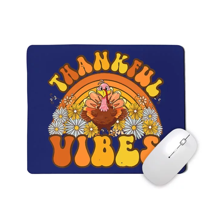 Retro Groovy Thankful Vibes Turkey Fall Thanksgiving Mousepad