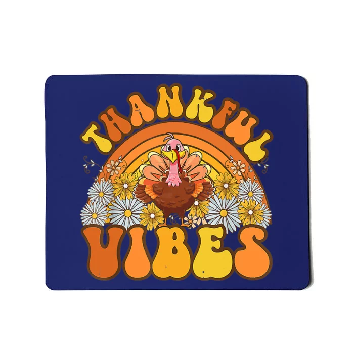 Retro Groovy Thankful Vibes Turkey Fall Thanksgiving Mousepad