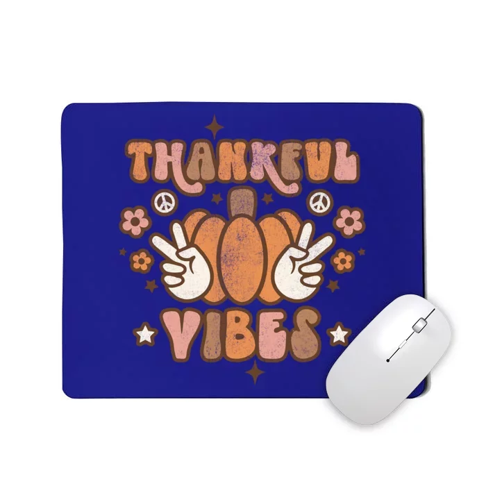 Retro Groovy Thankful Vibes Pumpkin Autumn Fall Thankful Gift Mousepad