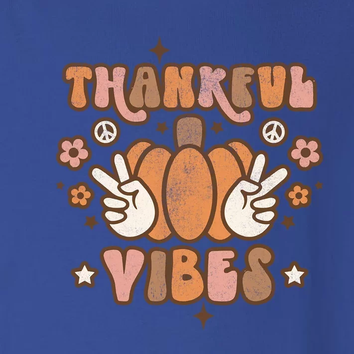 Retro Groovy Thankful Vibes Pumpkin Autumn Fall Thankful Gift Toddler Long Sleeve Shirt