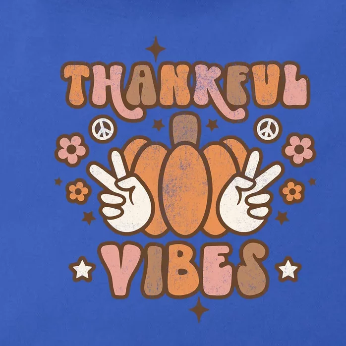 Retro Groovy Thankful Vibes Pumpkin Autumn Fall Thankful Gift Zip Tote Bag