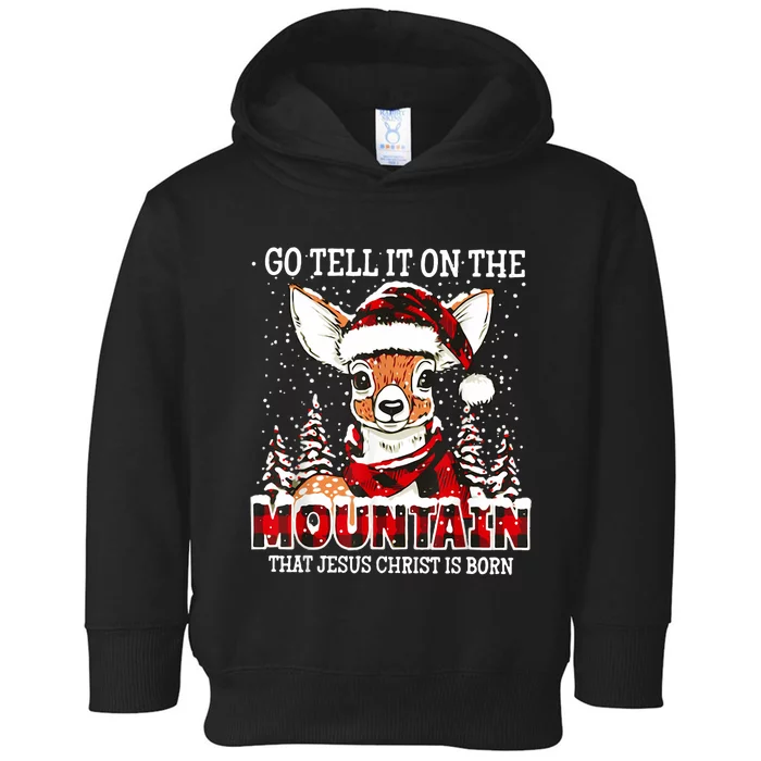 Reindeer Go Tell It On The Mountain That Jesus Christ Toddler Hoodie