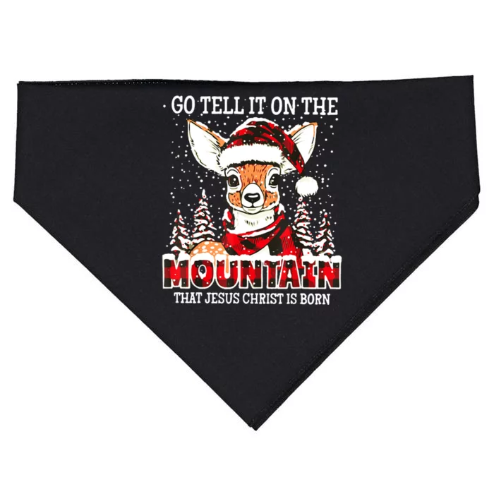 Reindeer Go Tell It On The Mountain That Jesus Christ USA-Made Doggie Bandana