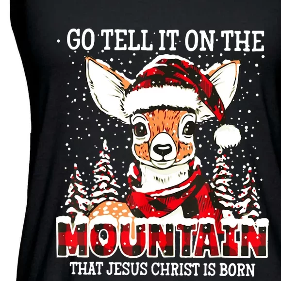 Reindeer Go Tell It On The Mountain That Jesus Christ Ladies Essential Flowy Tank