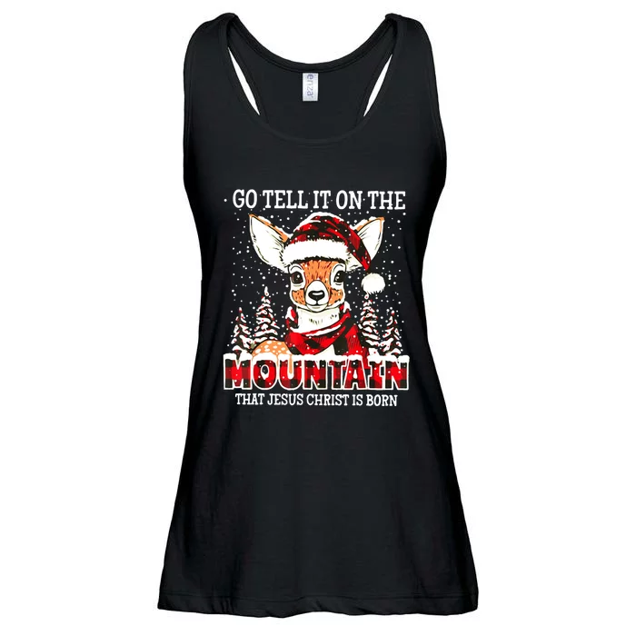 Reindeer Go Tell It On The Mountain That Jesus Christ Ladies Essential Flowy Tank