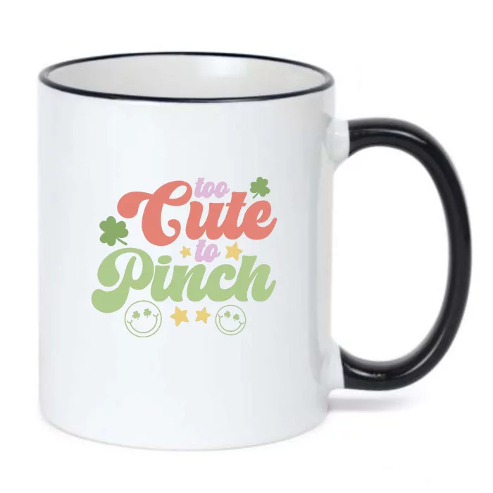 Retro Groovy Too Cute To Pinch St Patrick Day Clover Irish Black Color Changing Mug