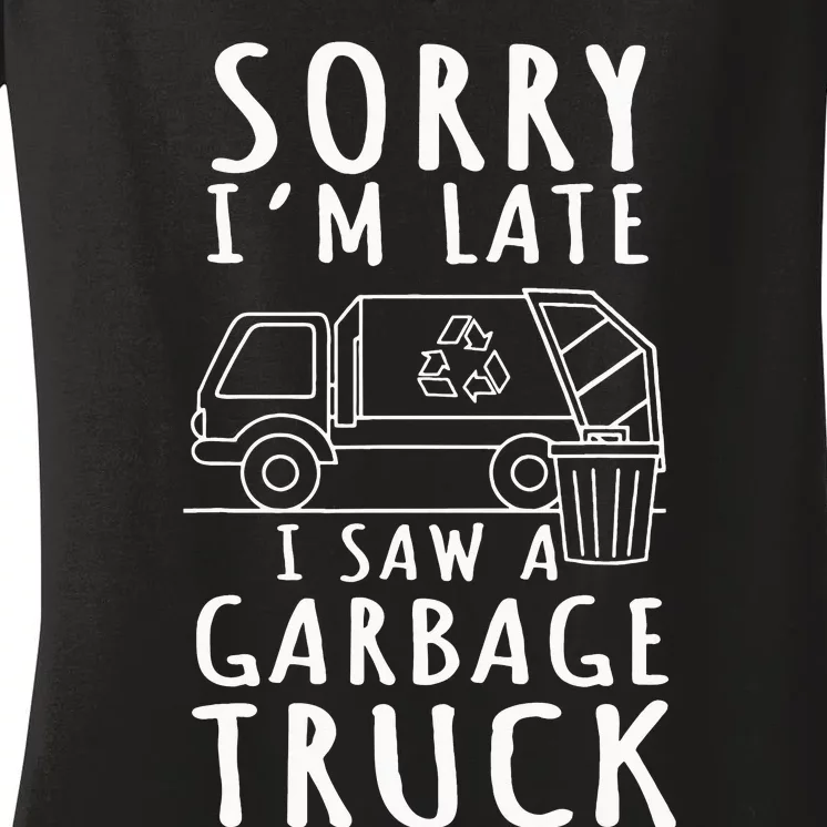 Recycling Garbage Truck Trash Collector Recycle Earth Day Women's V-Neck T-Shirt