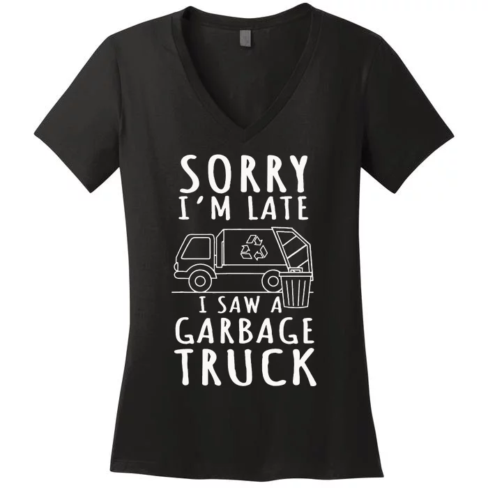 Recycling Garbage Truck Trash Collector Recycle Earth Day Women's V-Neck T-Shirt