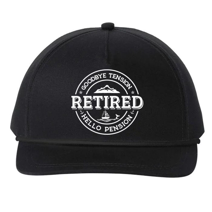 Retired Goodbye Tension Hello Pension Retirement Snapback Five-Panel Rope Hat