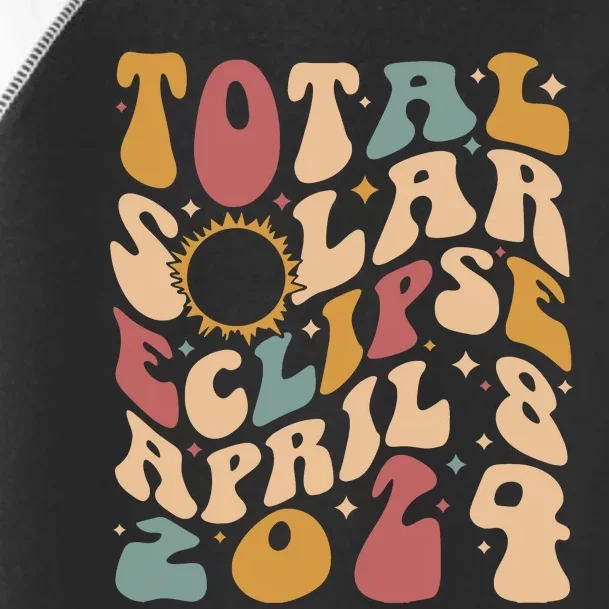 Retro Groovy Total Solar Eclipse April 08 2024 Toddler Fine Jersey T-Shirt