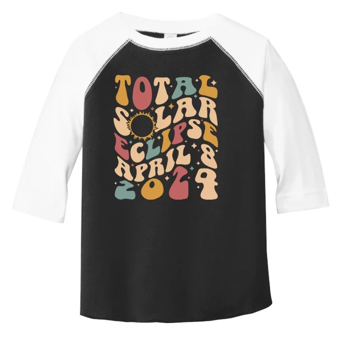 Retro Groovy Total Solar Eclipse April 08 2024 Toddler Fine Jersey T-Shirt