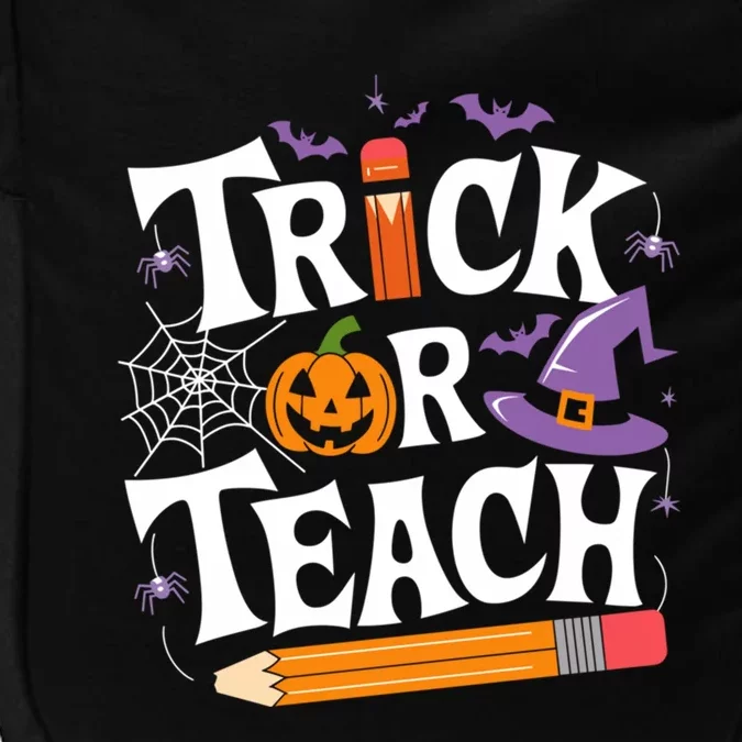 Retro Groovy Trick Or Teach Funny Halloween Teacher Gift Impact Tech Backpack