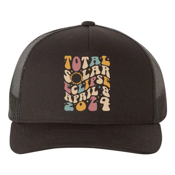 Retro Groovy Total Solar Eclipse Shirts April 08 2024 Yupoong Adult 5-Panel Trucker Hat