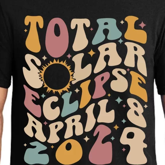 Retro Groovy Total Solar Eclipse Shirts April 08 2024 Pajama Set