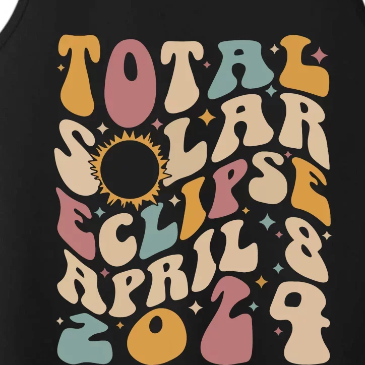 Retro Groovy Total Solar Eclipse Shirts April 08 2024 Performance Tank