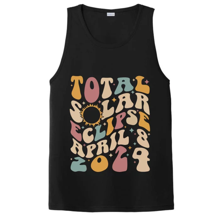 Retro Groovy Total Solar Eclipse Shirts April 08 2024 Performance Tank