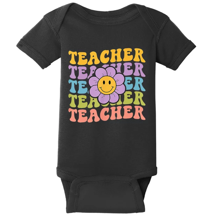 Retro Groovy Teacher Inspirational Colorful Back To School Baby Bodysuit