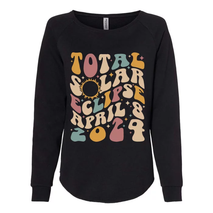 Retro Groovy Total Solar Eclipse April 08 2024 Womens California Wash Sweatshirt