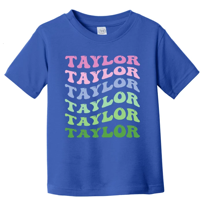 Retro Groovy T.AYLOR First Name Personalized Birthday Toddler T-Shirt