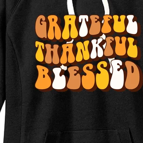 Retro Grateful Thankful Blessed Thanksgiving Gift Meaningful Gift Women's Fleece Hoodie