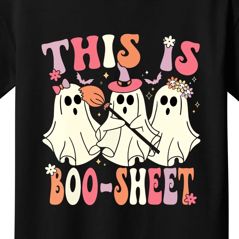 Retro Groovy This Is Boosheet Halloween Cute Ghost Costume Gift Kids T-Shirt