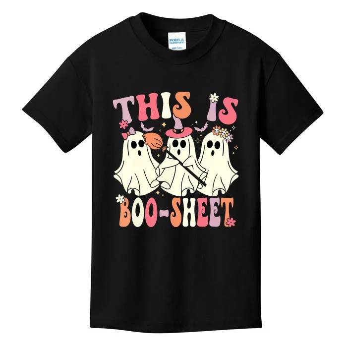 Retro Groovy This Is Boosheet Halloween Cute Ghost Costume Gift Kids T-Shirt