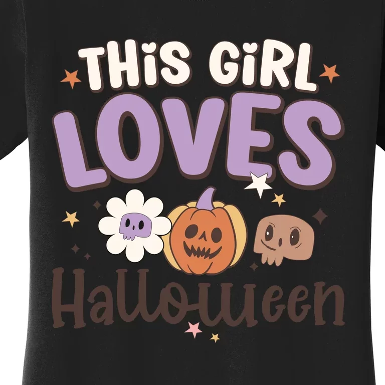 Retro Groovy This Girl Loves Halloween Gift Women's T-Shirt