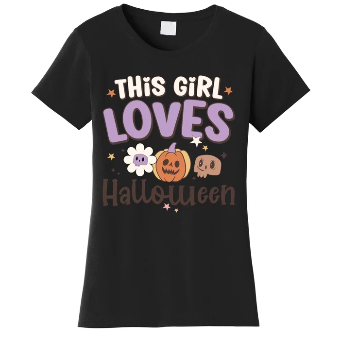 Retro Groovy This Girl Loves Halloween Gift Women's T-Shirt