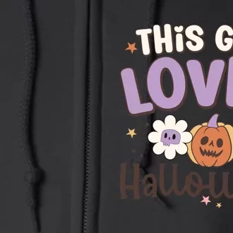 Retro Groovy This Girl Loves Halloween Gift Full Zip Hoodie