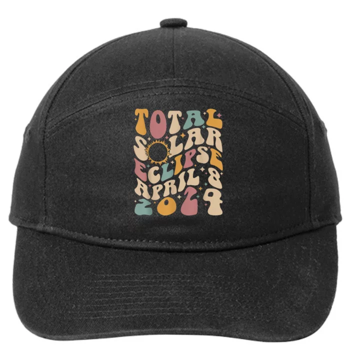 Retro Groovy Total Solar Eclipse April 08 2024 7-Panel Snapback Hat