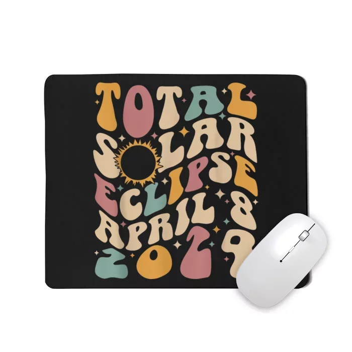 Retro Groovy Total Solar Eclipse April 08 2024 Mousepad