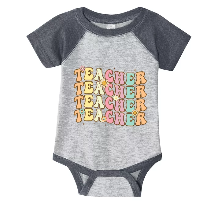 Retro Groovy Teacher Inspirational Colorful Back To School Infant Baby Jersey Bodysuit