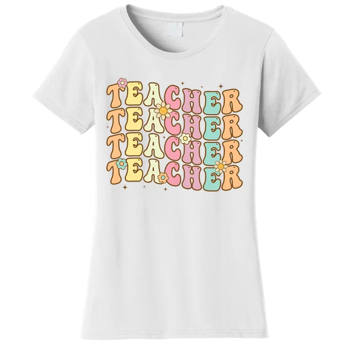 Retro Groovy Teacher Inspirational Colorful Back To School Women's T-Shirt