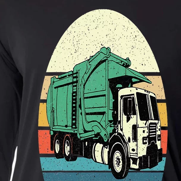 Retro Garbage Truck  Dump Trash Collector Recycling Lover Cooling Performance Long Sleeve Crew