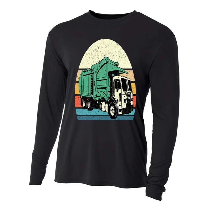 Retro Garbage Truck  Dump Trash Collector Recycling Lover Cooling Performance Long Sleeve Crew